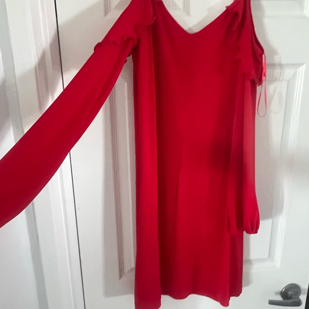 Michael Michael Kors red off the shoulder Flattering chain dress cocktail M